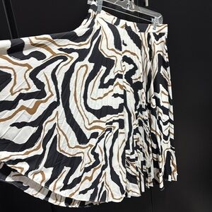 Chico’s Midi skirt,pleated,lined,side zip/button,flowy,lightweight,swirl print